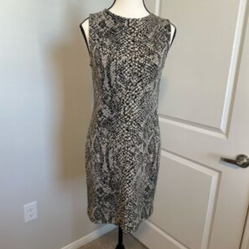 Vintage St. John Knits Python Print Sleeveless Sheath Dress